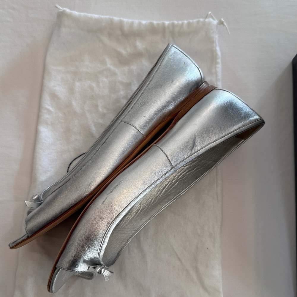 Rare Vintage Prada Early 2000s Silver Peep-Toe Women's Shoes size 41 - Picture 11 of 14